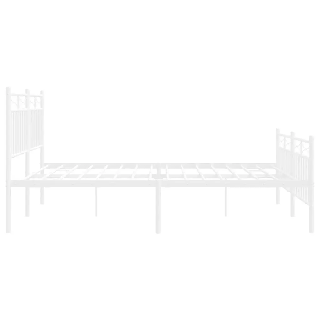 Metal Bed Frame with Headboard and FootboardÂ White 150x200 cm 373760