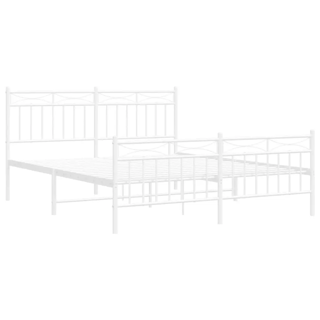 Metal Bed Frame with Headboard and FootboardÂ White 150x200 cm 373760