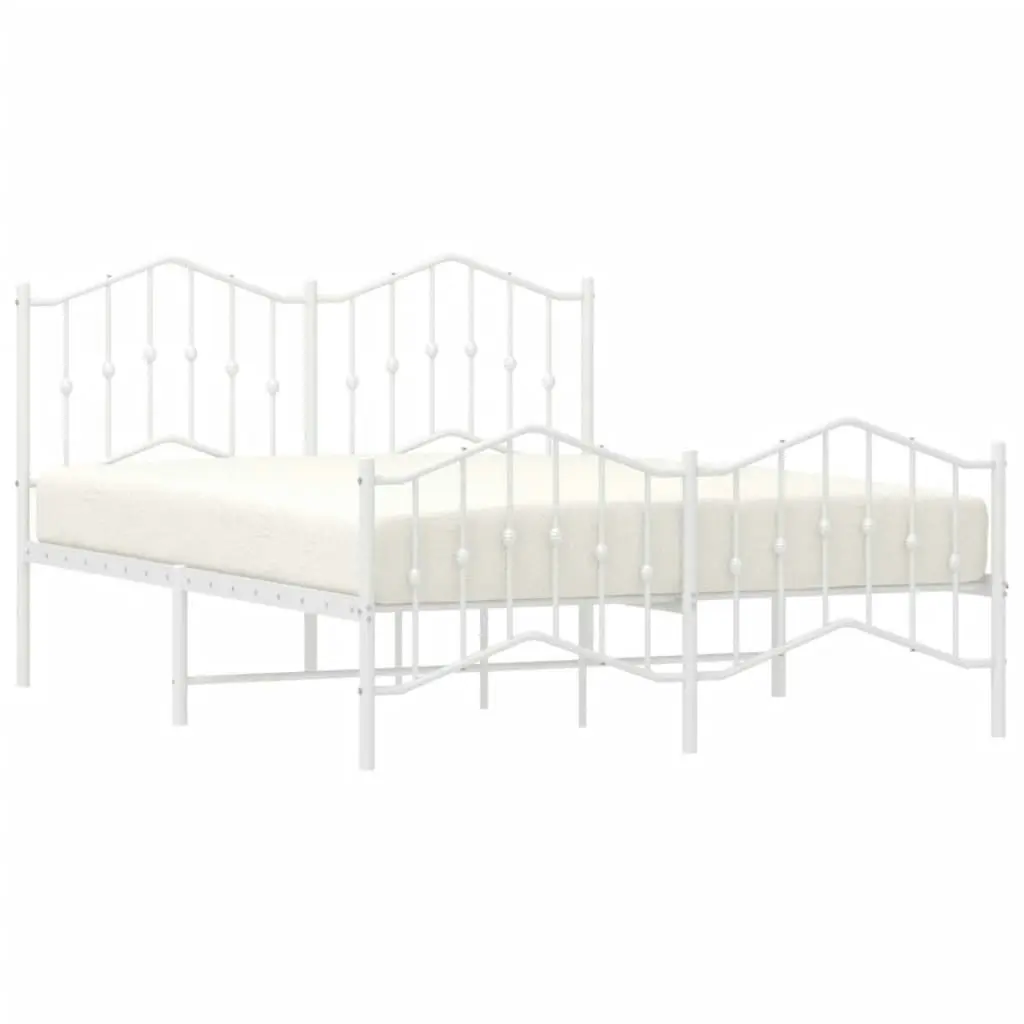 Metal Bed Frame with Headboard and FootboardÂ White 150x200 cm 373858