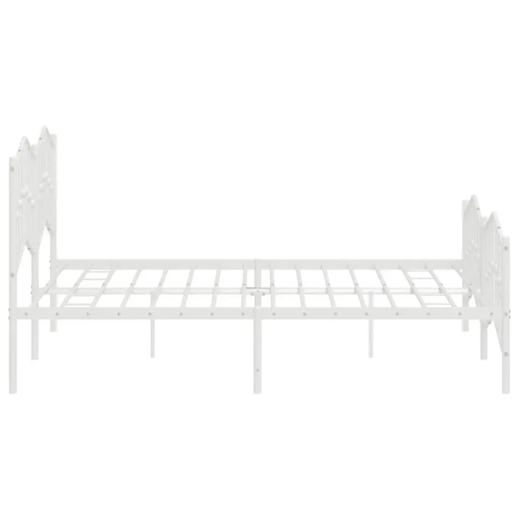 Metal Bed Frame with Headboard and FootboardÂ White 183x203 cm King Size 373860