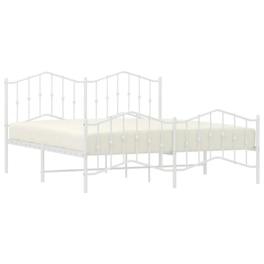 Metal Bed Frame with Headboard and FootboardÂ White 183x203 cm King Size 373860