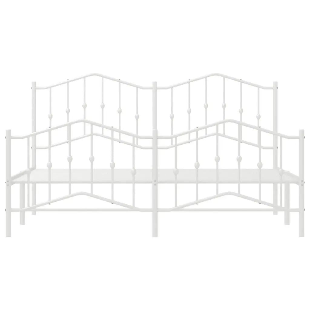 Metal Bed Frame with Headboard and FootboardÂ White 183x203 cm King Size 373860