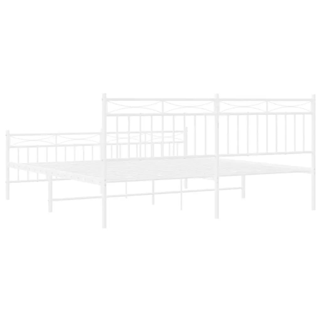 Metal Bed Frame with Headboard and FootboardÂ White 183x203 cm King Size 373762