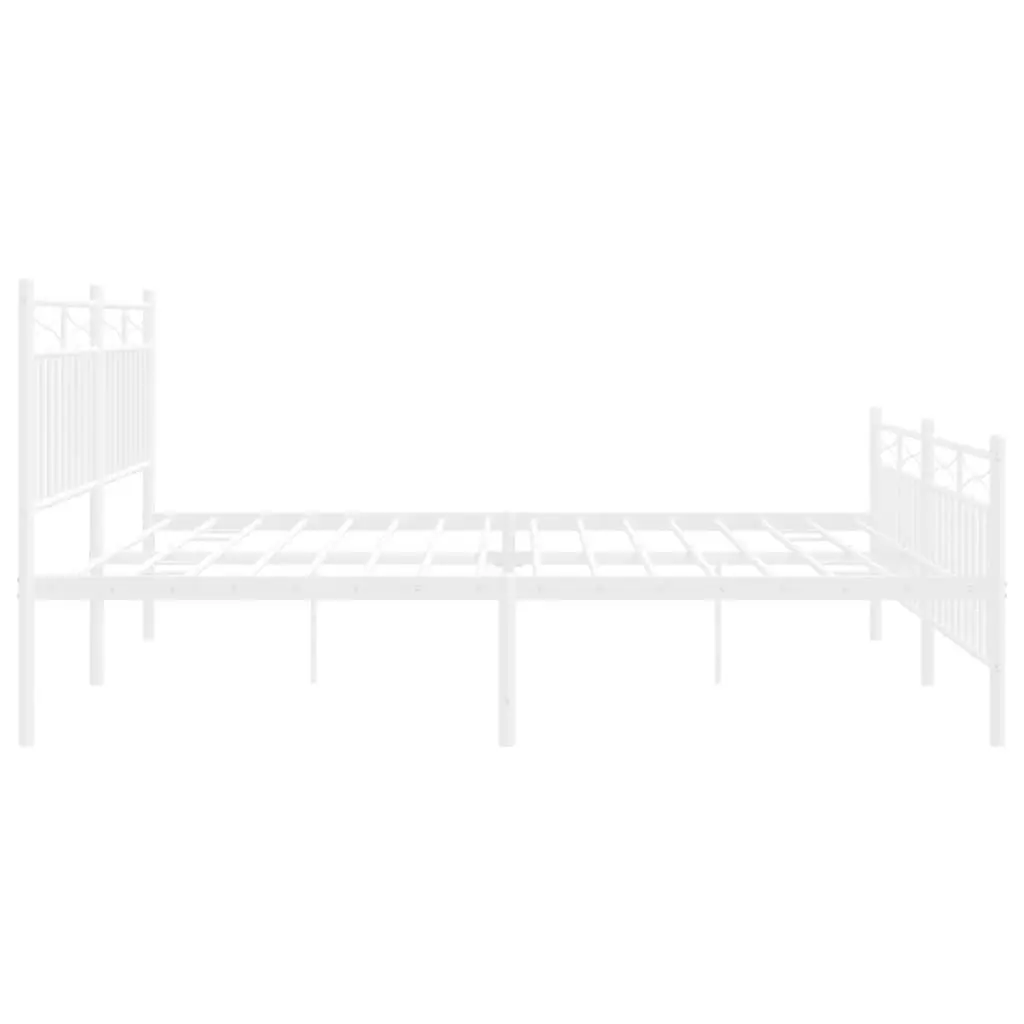 Metal Bed Frame with Headboard and FootboardÂ White 183x203 cm King Size 373762