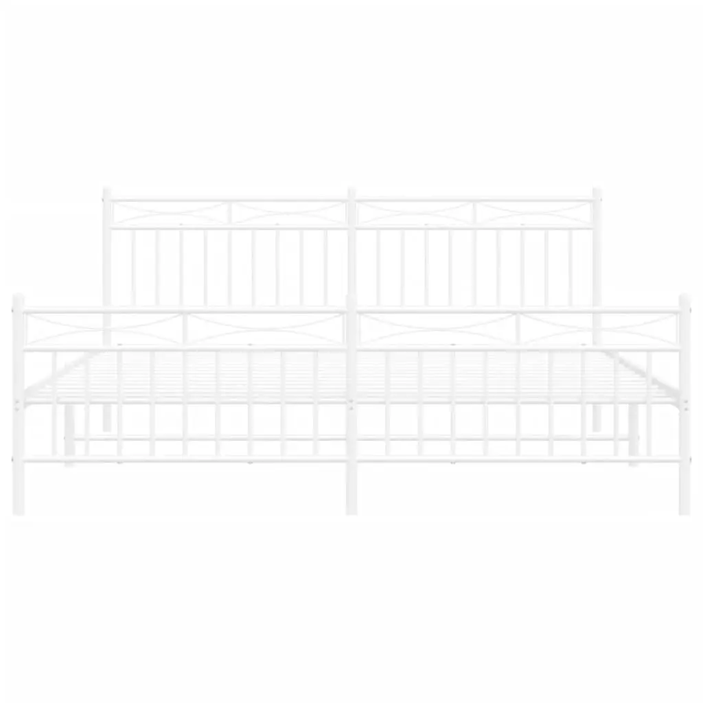 Metal Bed Frame with Headboard and FootboardÂ White 183x203 cm King Size 373762