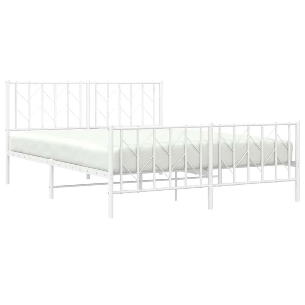 Metal Bed Frame with Headboard and FootboardÂ White 150x200 cm 374506