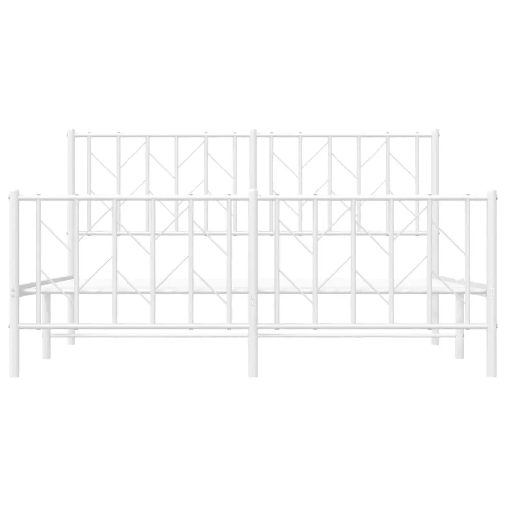 Metal Bed Frame with Headboard and FootboardÂ White 150x200 cm 374506