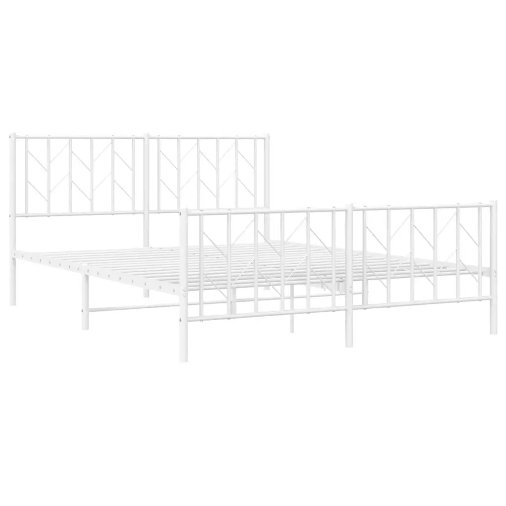 Metal Bed Frame with Headboard and FootboardÂ White 150x200 cm 374506