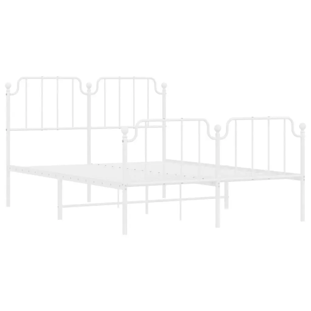 Metal Bed Frame with Headboard and FootboardÂ White 150x200 cm 373956