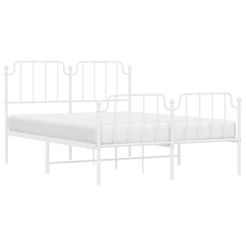 Metal Bed Frame with Headboard and FootboardÂ White 150x200 cm 373956