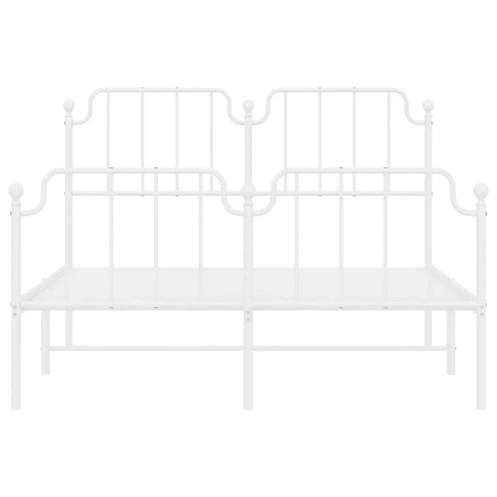 Metal Bed Frame with Headboard and FootboardÂ White 150x200 cm 373956