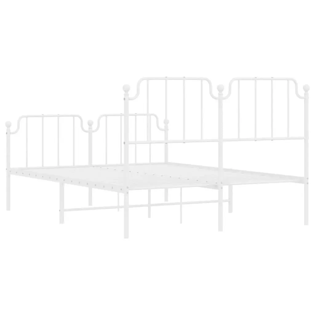 Metal Bed Frame with Headboard and FootboardÂ White 150x200 cm 373956