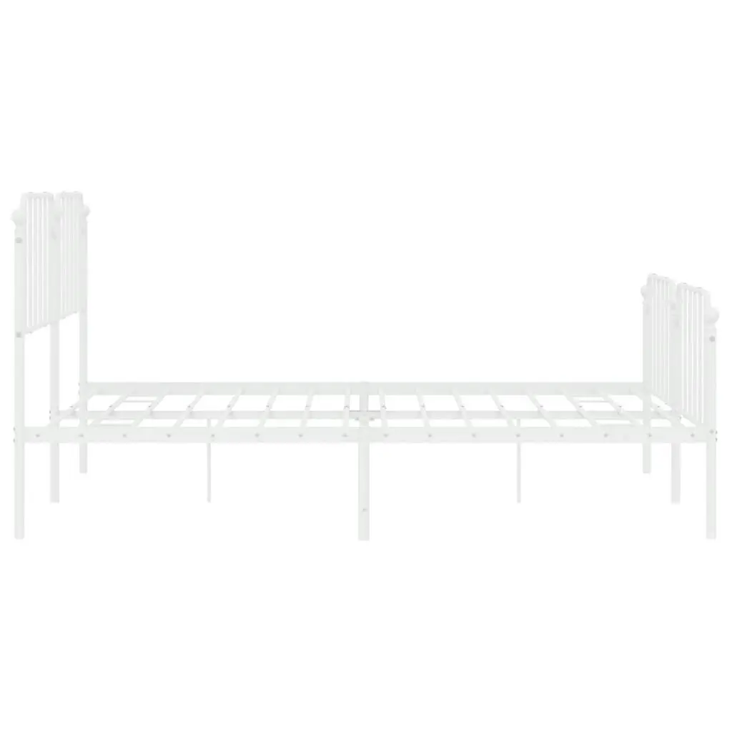 Metal Bed Frame without Mattress with Footboard??White 183x203 cm King 373958