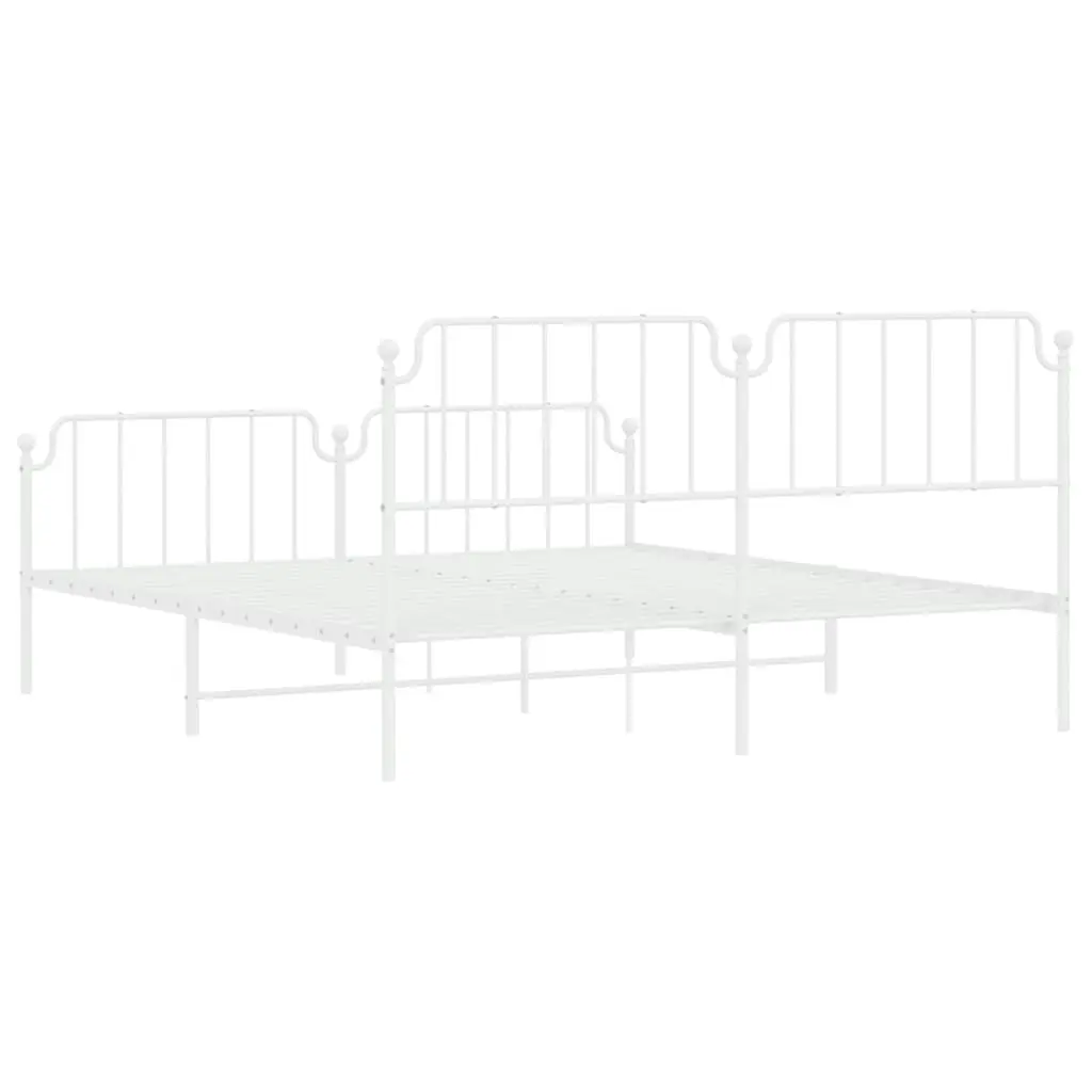 Metal Bed Frame without Mattress with Footboard??White 183x203 cm King 373958