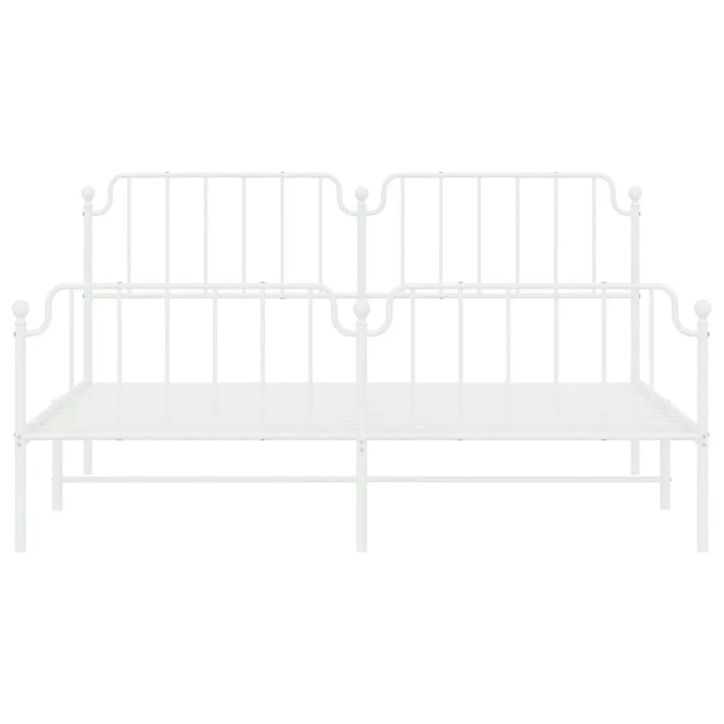 Metal Bed Frame without Mattress with Footboard??White 183x203 cm King 373958