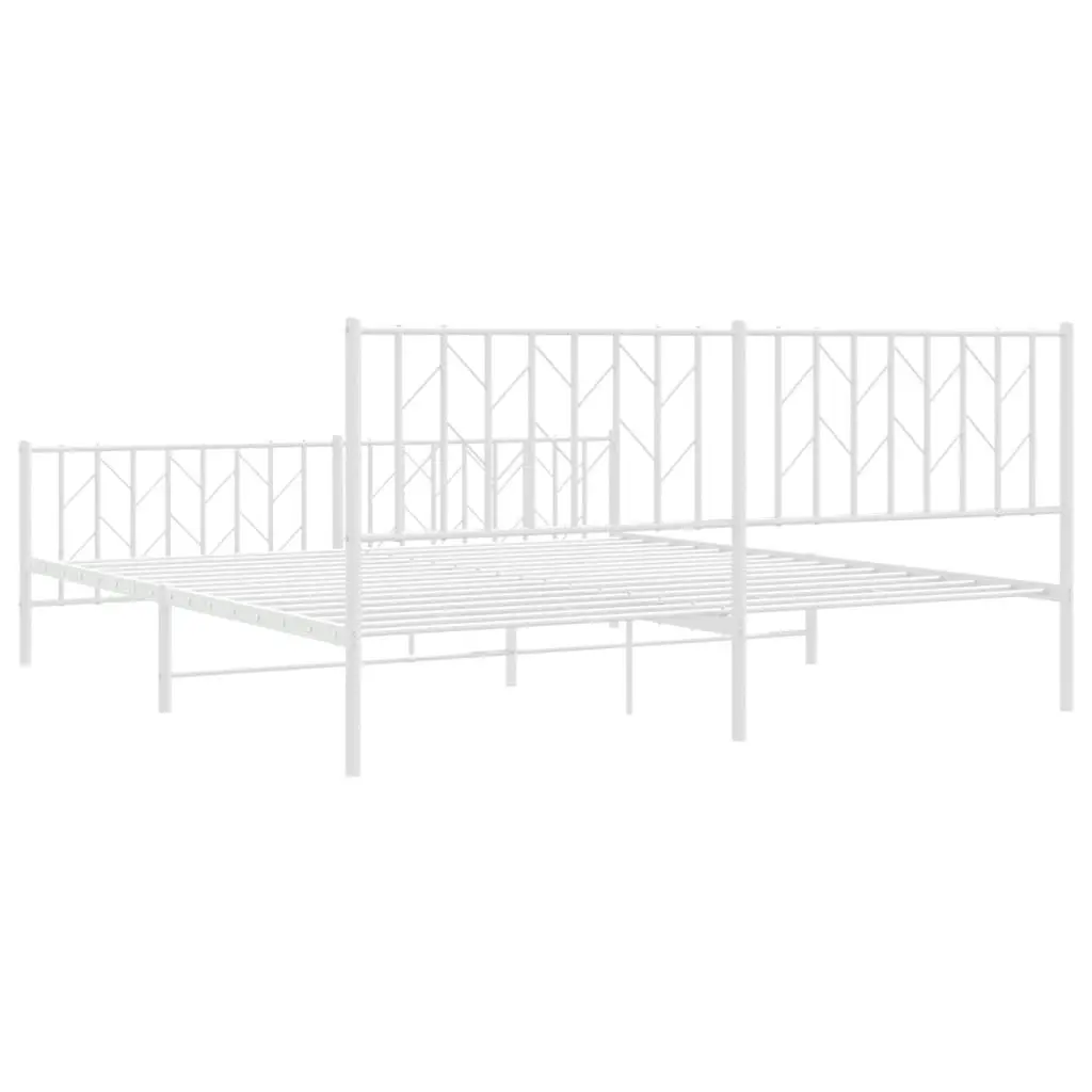 Metal Bed Frame with Headboard and FootboardÂ White 183x203 cm King Size 374508