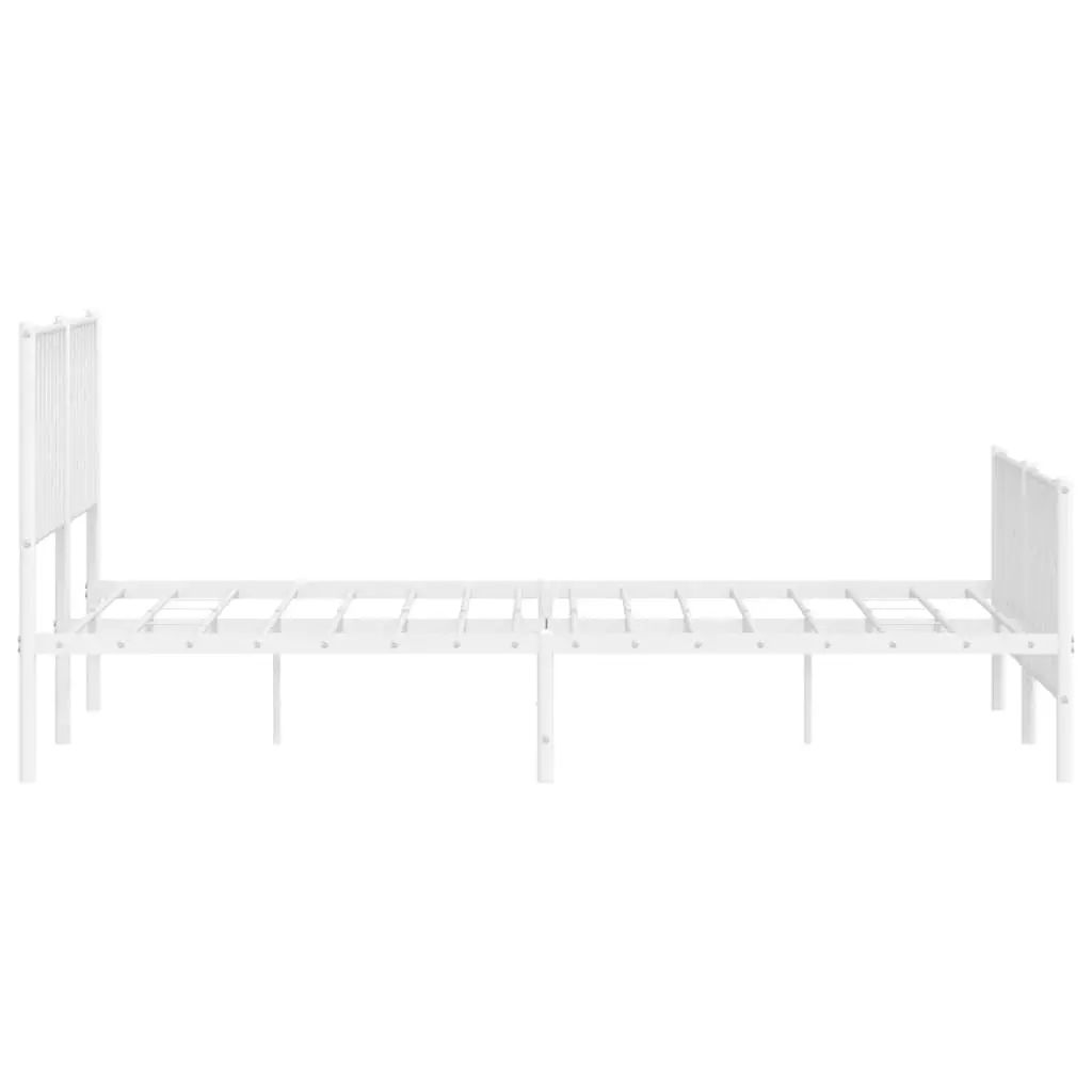 Metal Bed Frame with Headboard and FootboardÂ White 183x203 cm King Size 374508