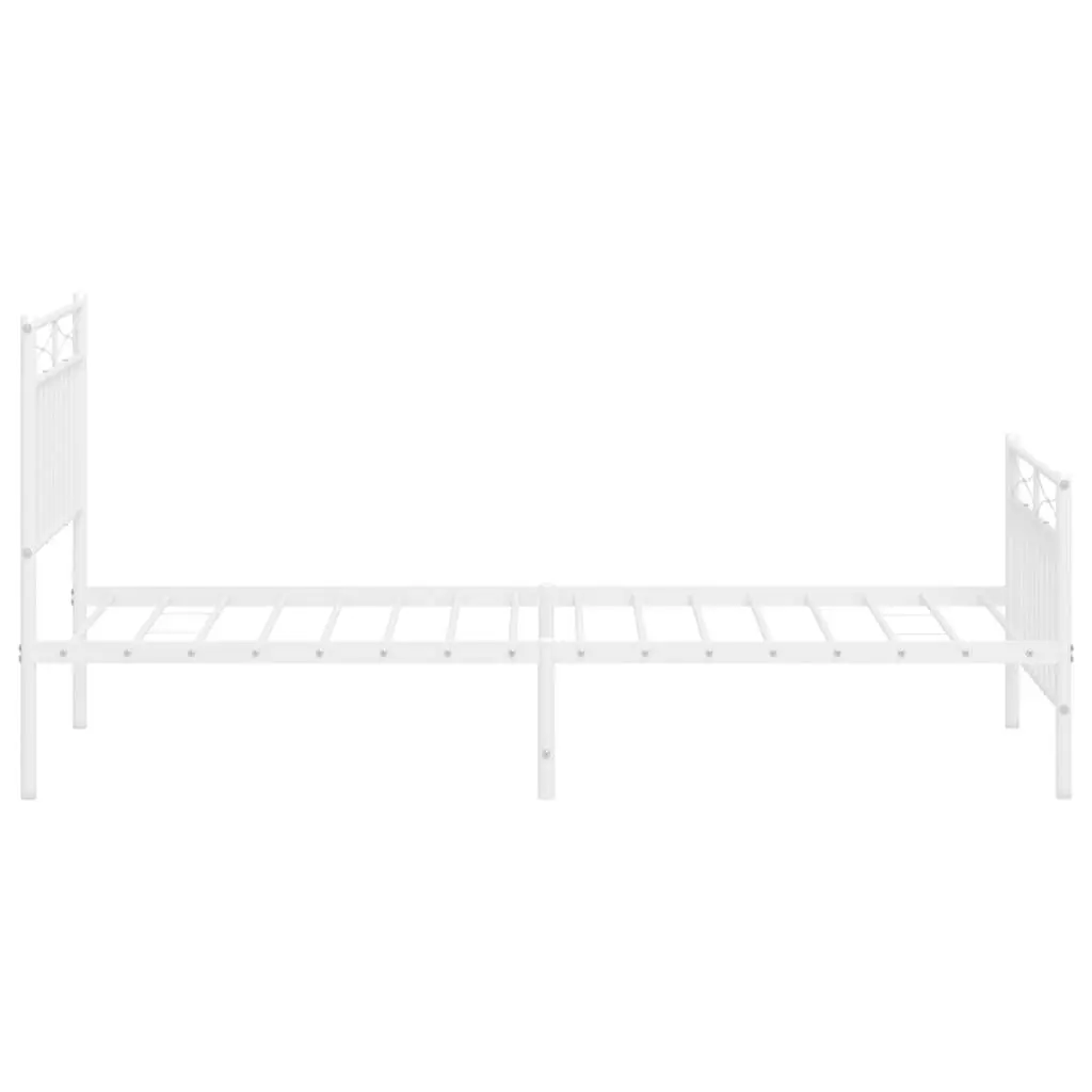 Metal Bed Frame with Headboard and FootboardÂ White 92x187 cm Single Size 373750