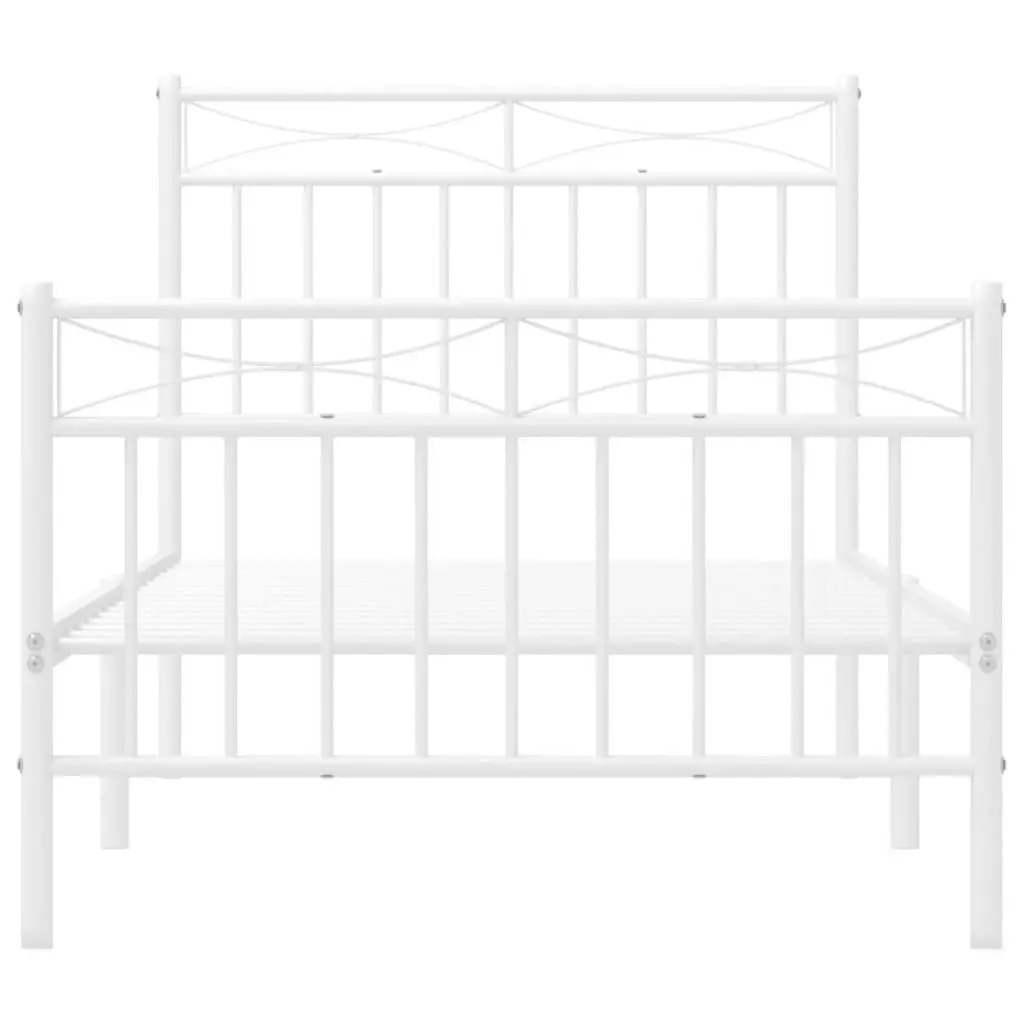 Metal Bed Frame with Headboard and FootboardÂ White 92x187 cm Single Size 373750