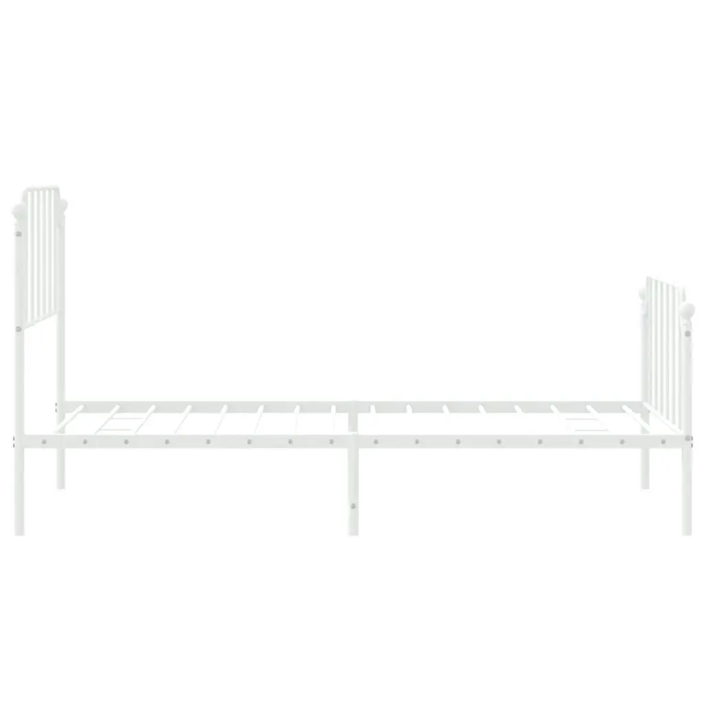 Metal Bed Frame without Mattress with Footboard??White 90x190 cm 373946