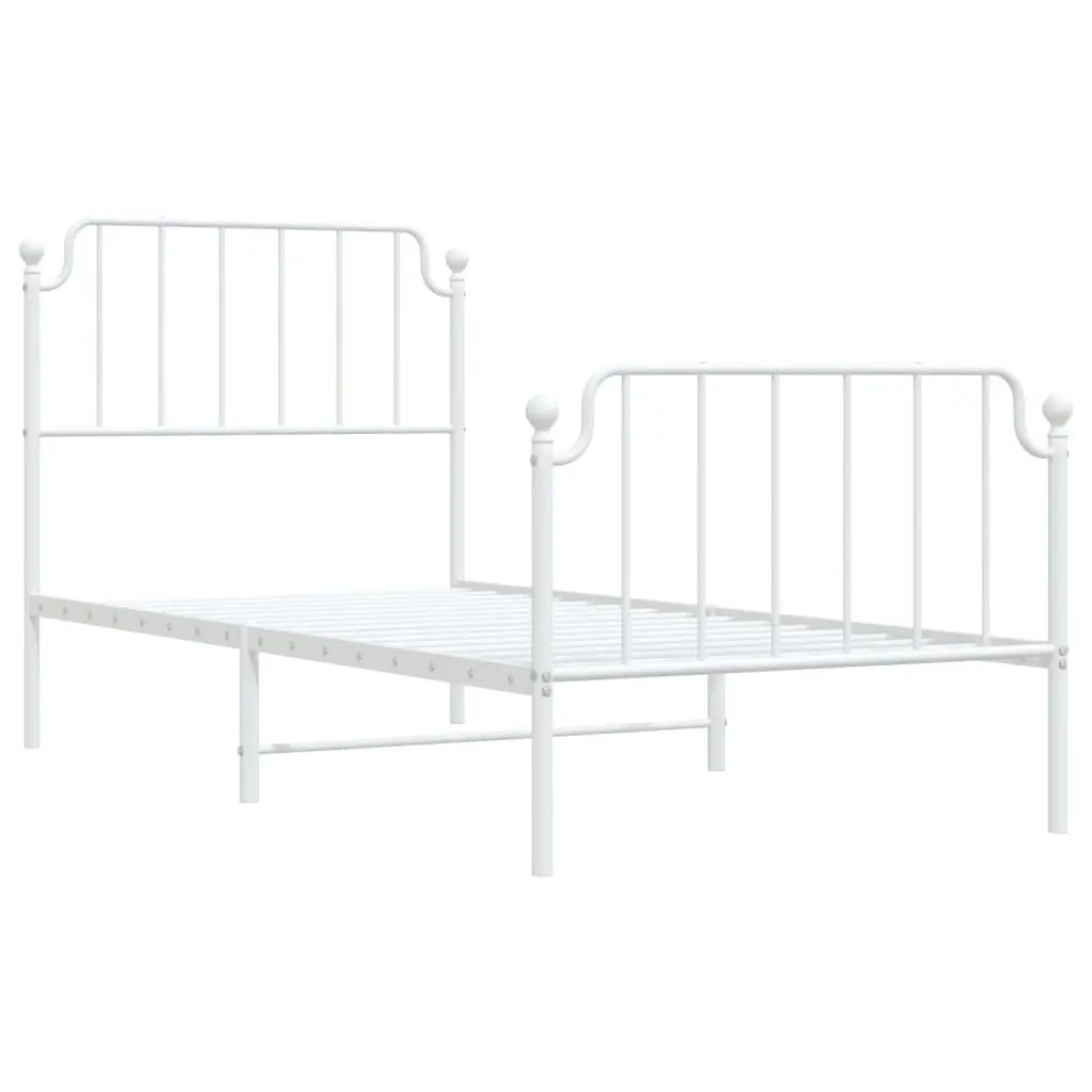 Metal Bed Frame without Mattress with Footboard??White 90x190 cm 373946