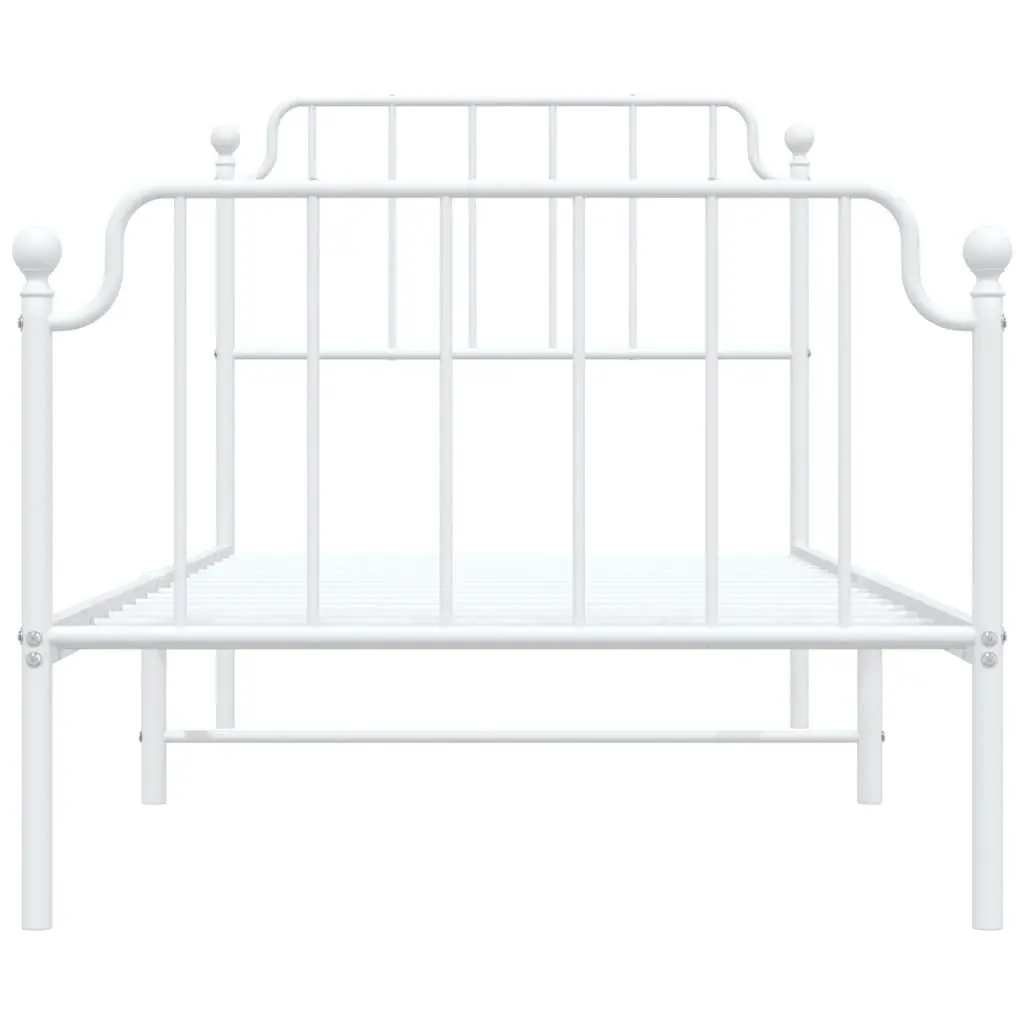 Metal Bed Frame without Mattress with Footboard??White 90x190 cm 373946