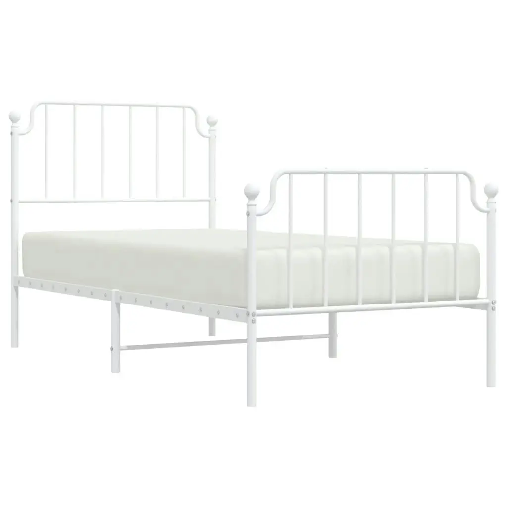 Metal Bed Frame without Mattress with Footboard??White 90x190 cm 373946