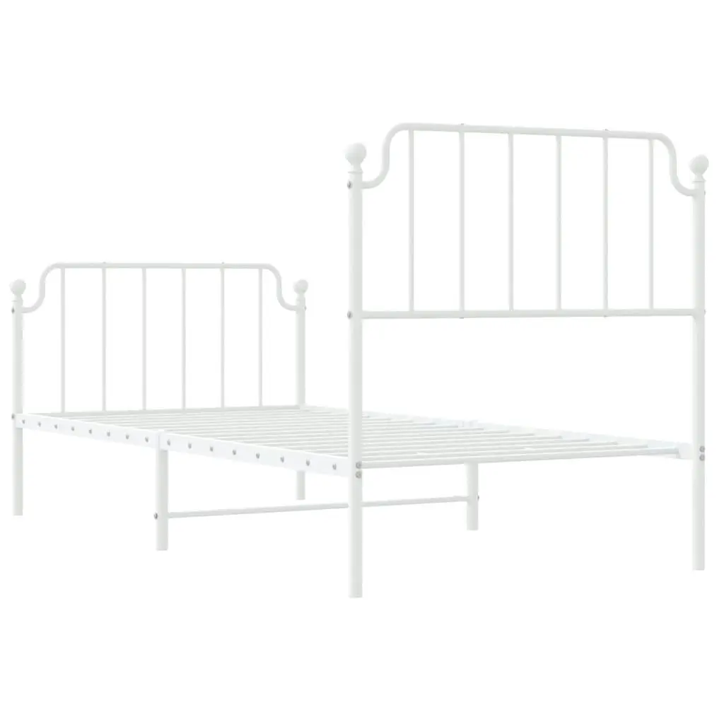 Metal Bed Frame without Mattress with Footboard??White 90x190 cm 373946