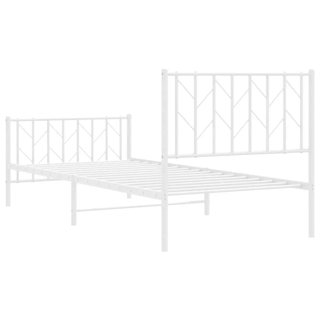 Metal Bed Frame with Headboard and FootboardÂ White 90x190 cm 374496