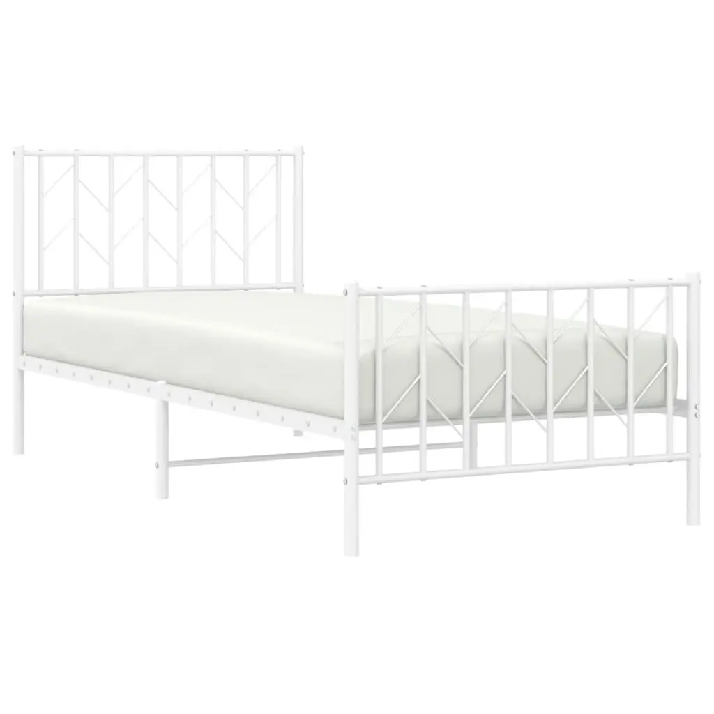 Metal Bed Frame with Headboard and FootboardÂ White 90x190 cm 374496