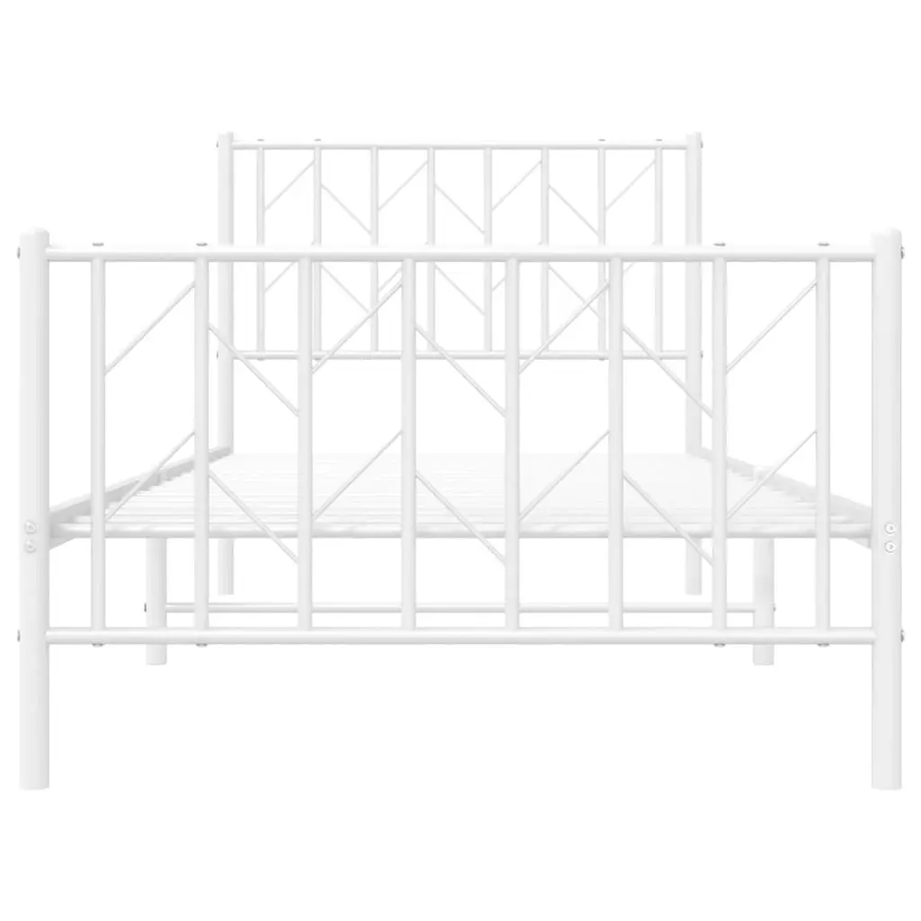 Metal Bed Frame with Headboard and FootboardÂ White 90x190 cm 374496