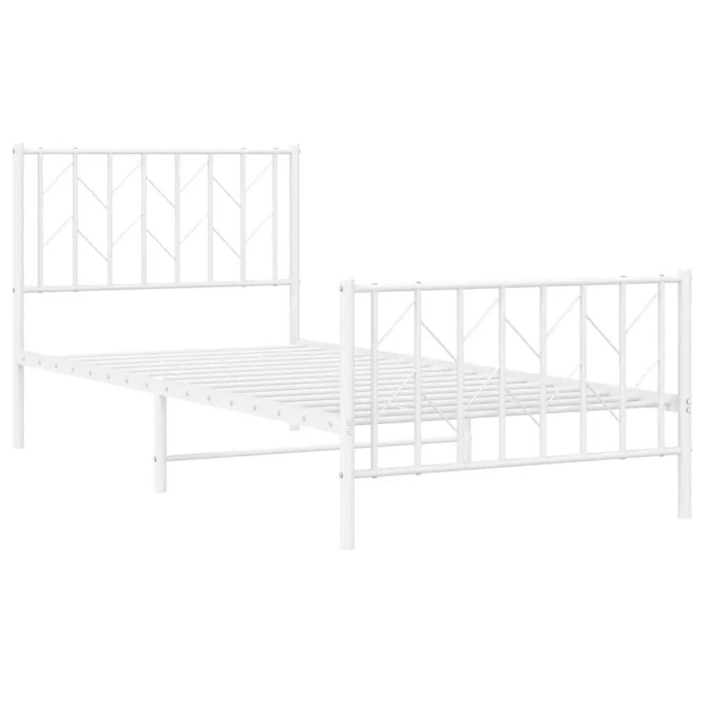 Metal Bed Frame with Headboard and FootboardÂ White 90x190 cm 374496