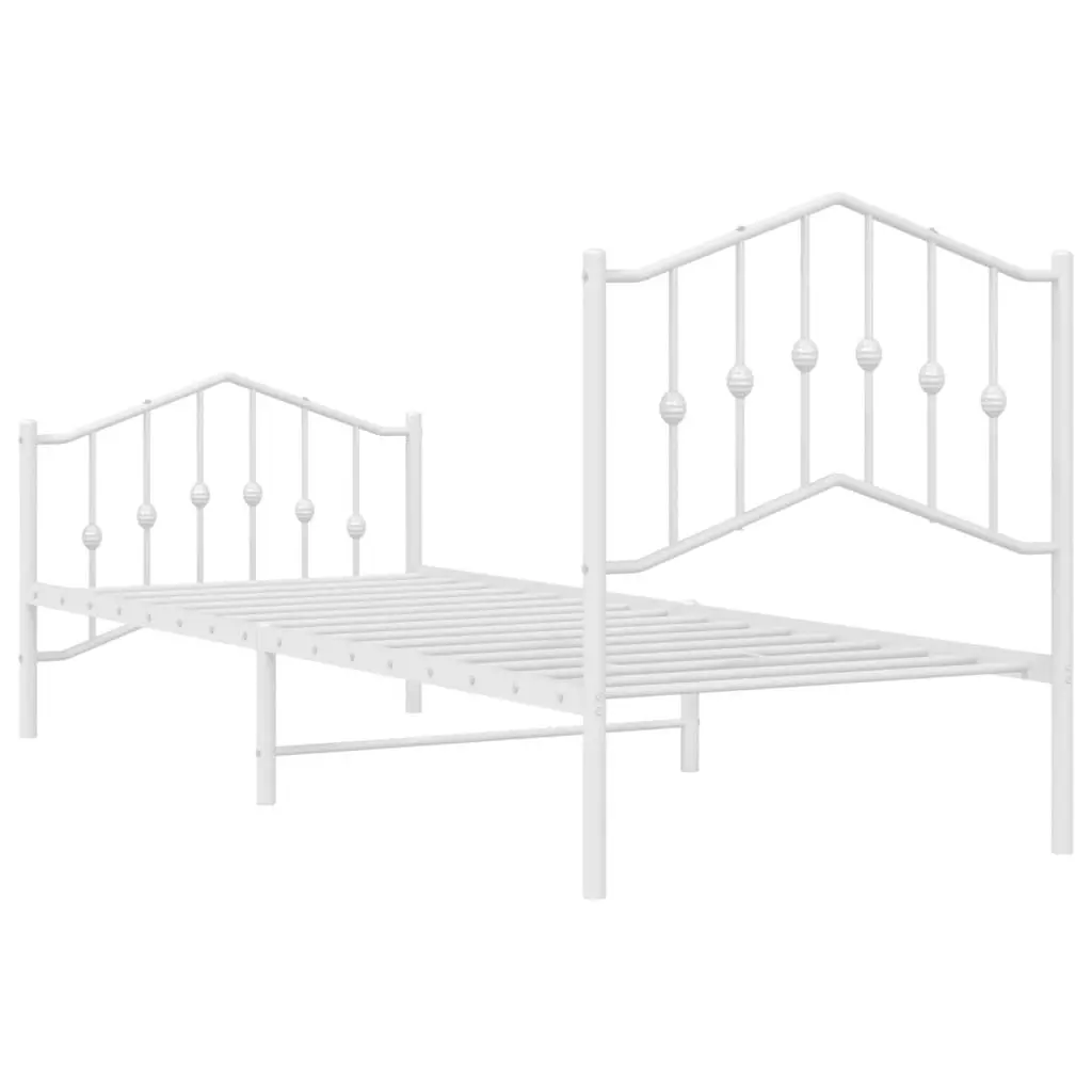 Metal Bed Frame with Headboard and FootboardÂ White 92x187 cm Single Size 373848