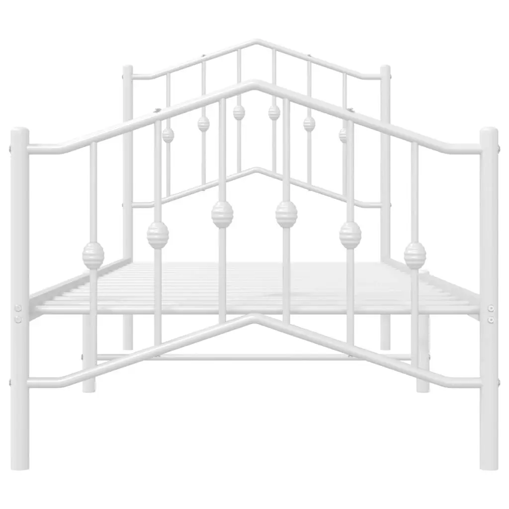 Metal Bed Frame with Headboard and FootboardÂ White 92x187 cm Single Size 373848