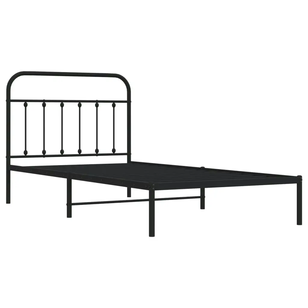 Metal Bed Frame with Headboard Black 106x203 cm King Single Size 352574