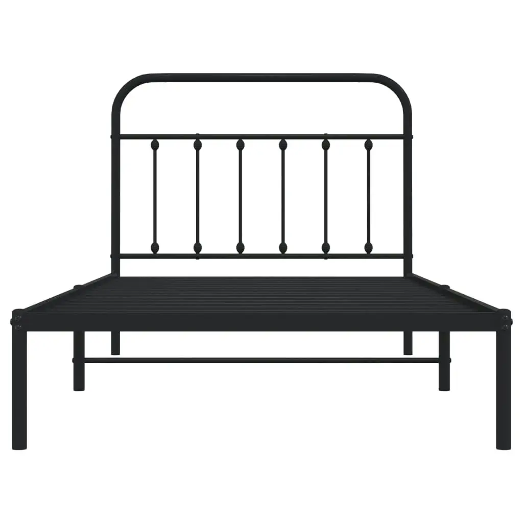 Metal Bed Frame with Headboard Black 106x203 cm King Single Size 352574