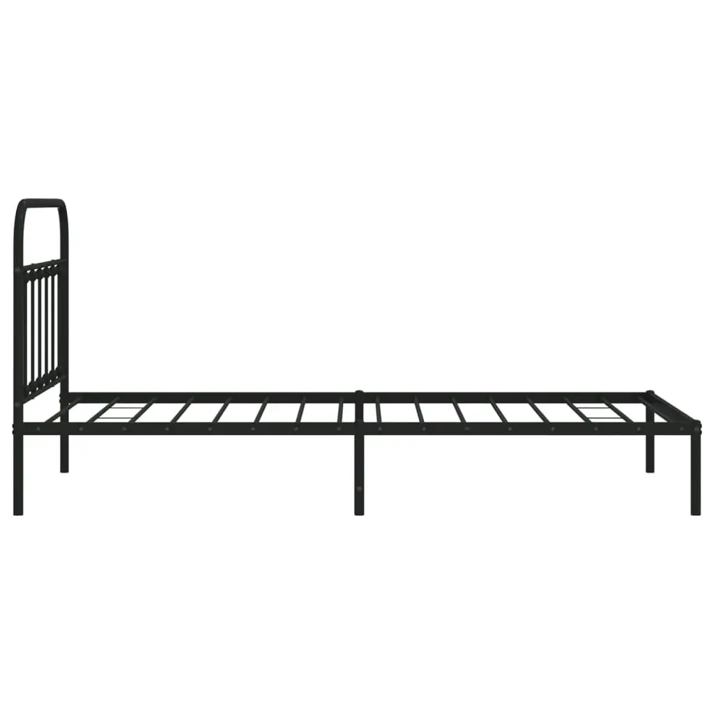 Metal Bed Frame with Headboard Black 106x203 cm King Single Size 352574