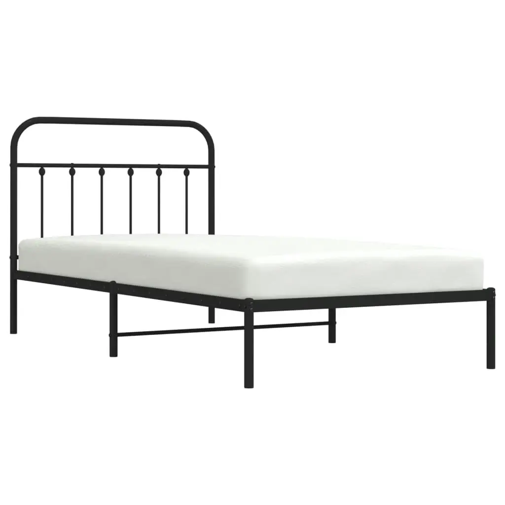 Metal Bed Frame with Headboard Black 106x203 cm King Single Size 352574