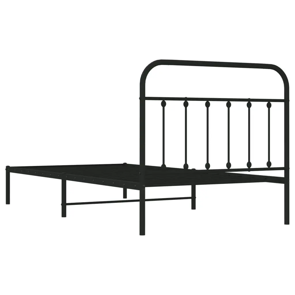 Metal Bed Frame with Headboard Black 106x203 cm King Single Size 352574