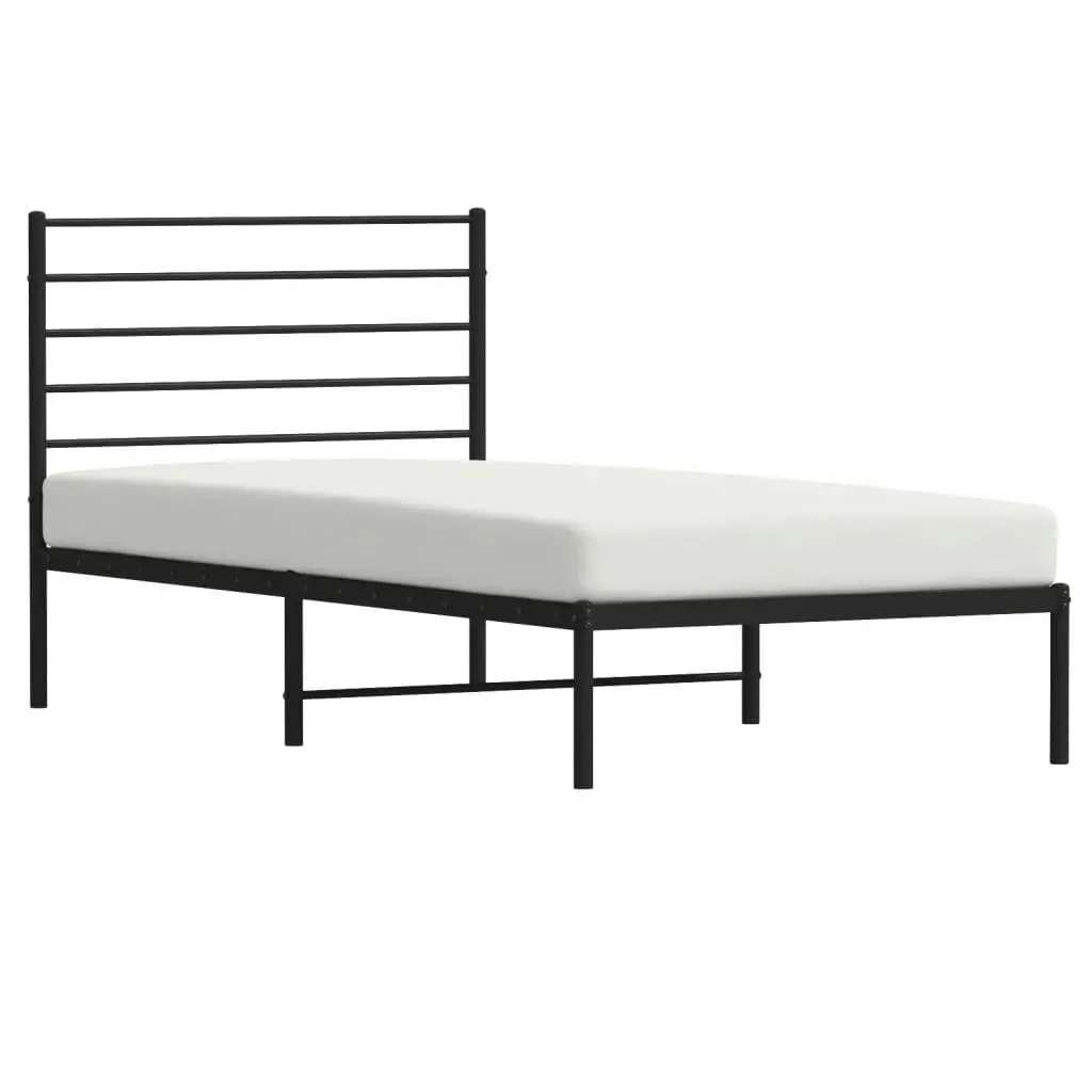 Metal Bed Frame with Headboard Black 106x203 cm King Single Size 352315