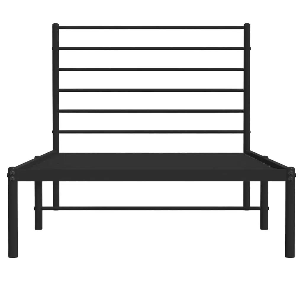 Metal Bed Frame with Headboard Black 106x203 cm King Single Size 352315