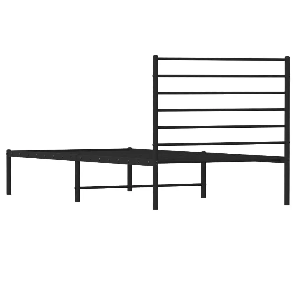 Metal Bed Frame with Headboard Black 106x203 cm King Single Size 352315