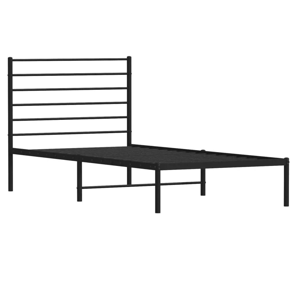 Metal Bed Frame with Headboard Black 106x203 cm King Single Size 352315