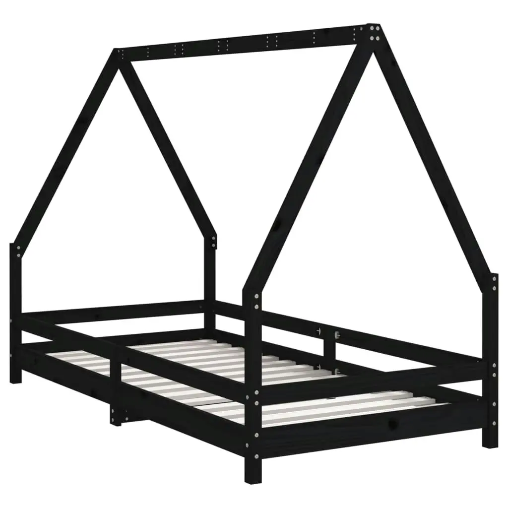 Kids Bed Frame Black 90x190 cm Solid Wood Pine 834494