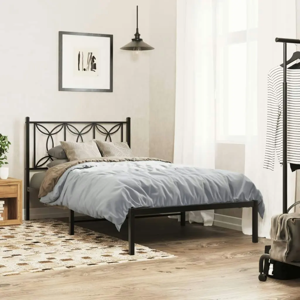 Metal Bed Frame with Headboard Black 106x203 cm King Single Size 376124