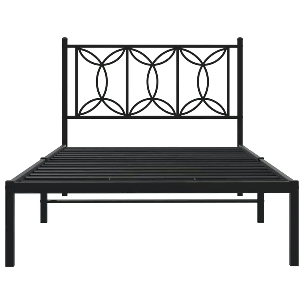 Metal Bed Frame with Headboard Black 106x203 cm King Single Size 376124