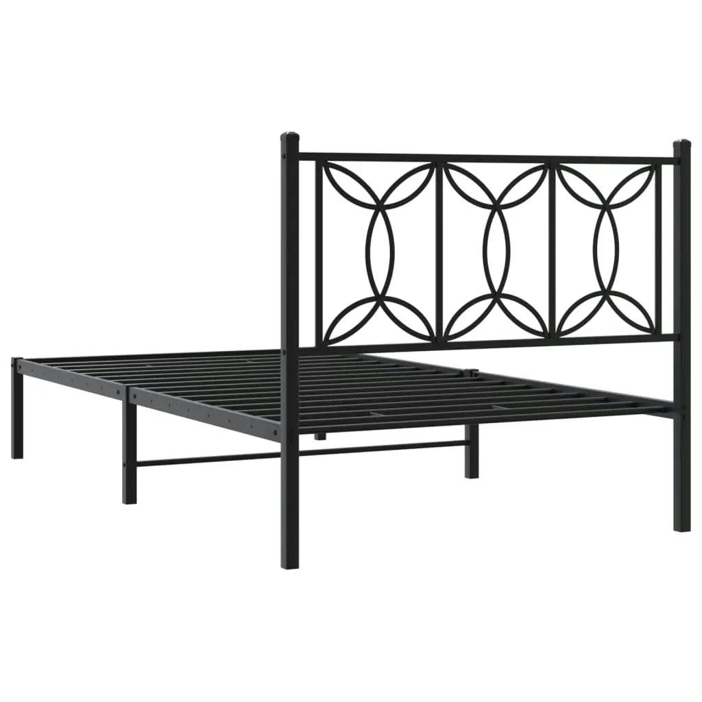 Metal Bed Frame with Headboard Black 106x203 cm King Single Size 376124