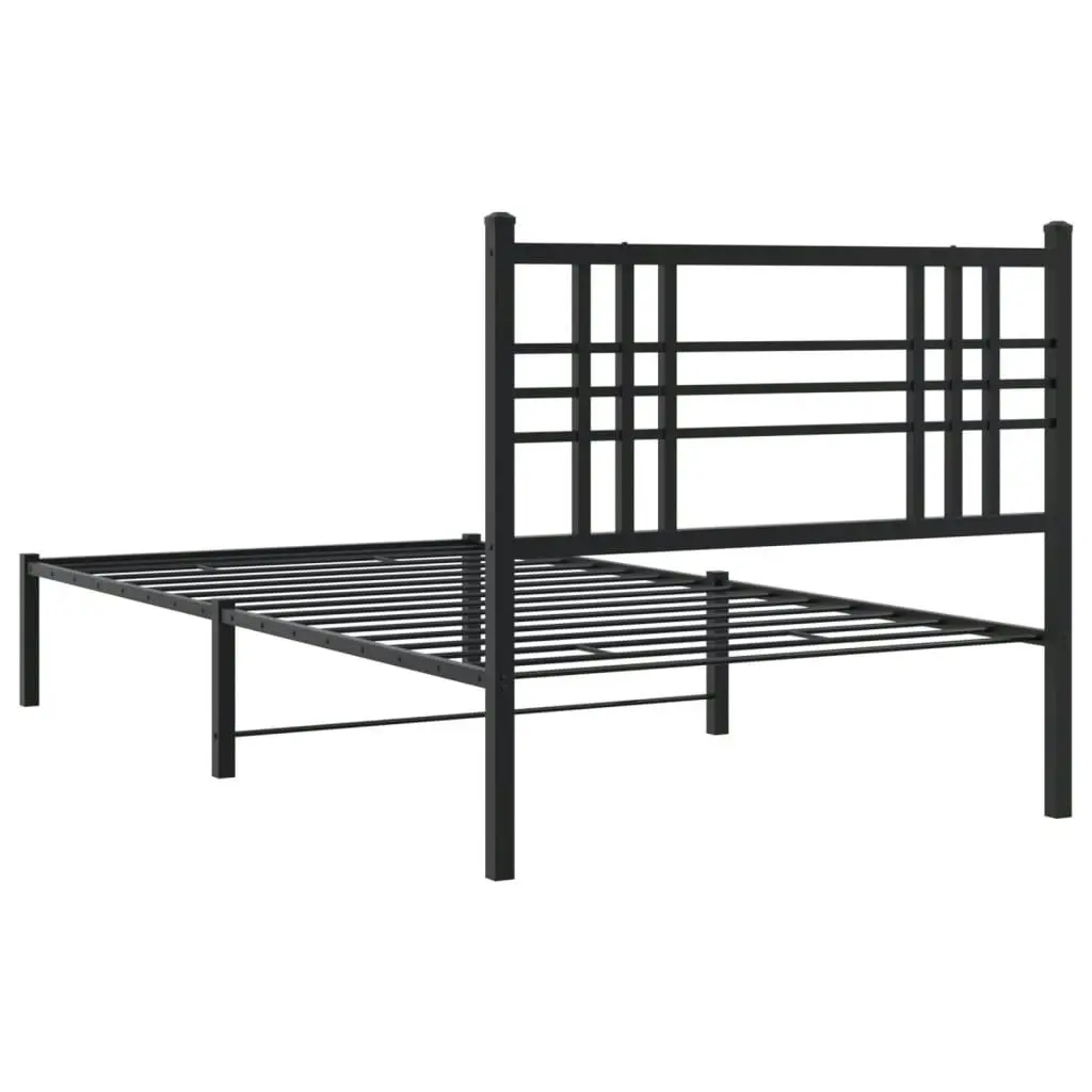 Metal Bed Frame without Mattress with Headboard Black 107x203 cm King Single 376320