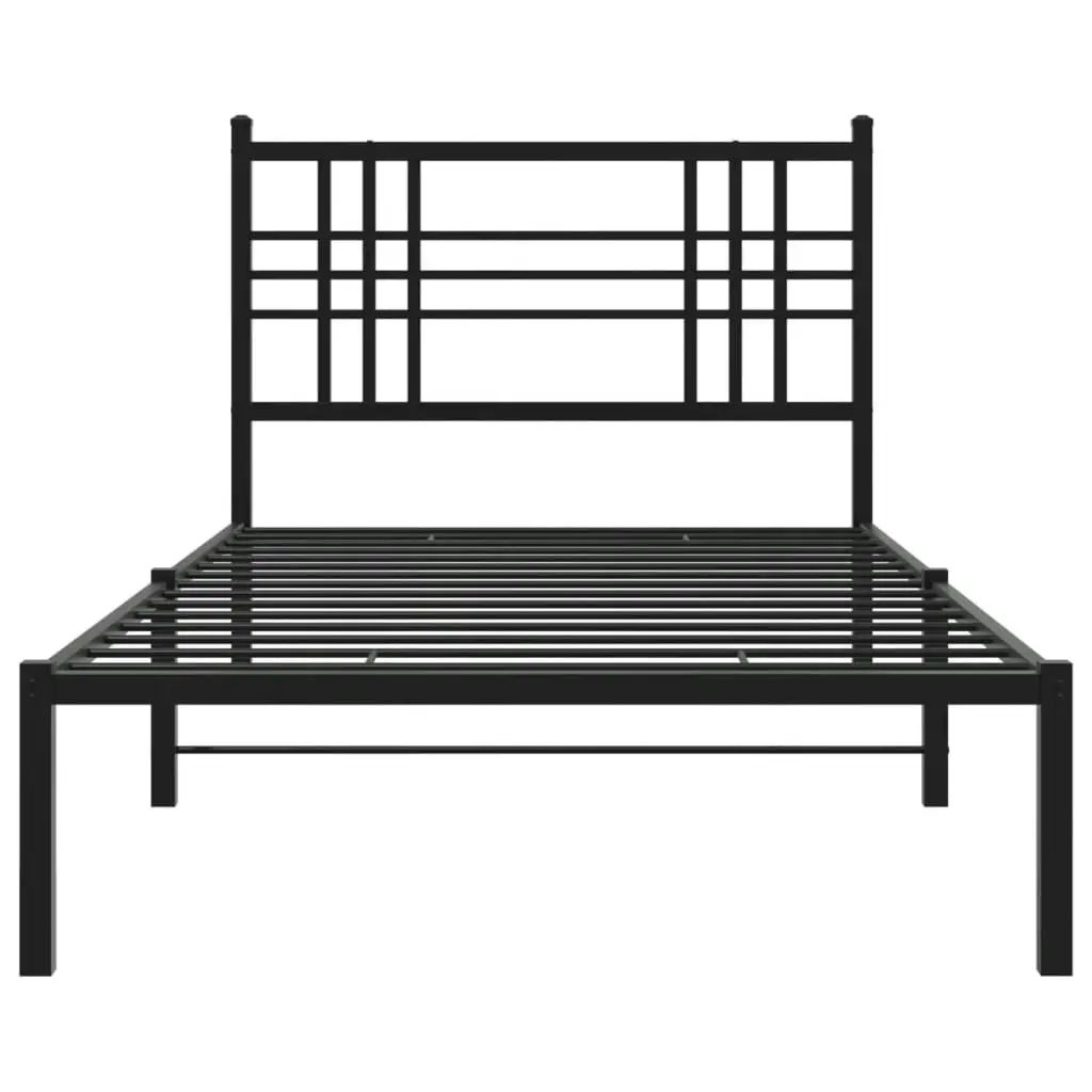 Metal Bed Frame without Mattress with Headboard Black 107x203 cm King Single 376320