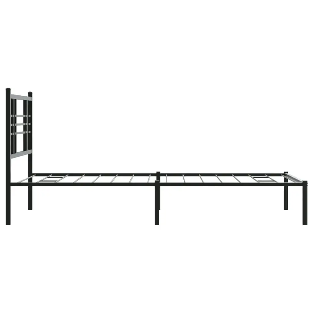 Metal Bed Frame without Mattress with Headboard Black 107x203 cm King Single 376320